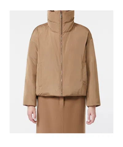 Max Mara Reversible Down Jacket In Camel And Water-repellent Taffeta In Neutral