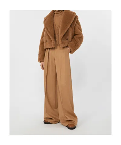 Max Mara 2-in-1 Cropped Gilet In Teddy Fabric In Brown