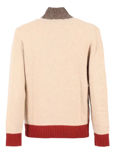 Ballantyne High Ribbed Turtleneck Pullover With Button Detail In Multi