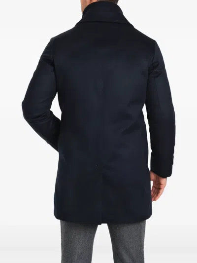 Norwegian Wool Zip-fastening Buttoned Coat In Blue