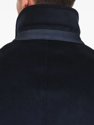 Norwegian Wool Zip-fastening Buttoned Coat In Blue