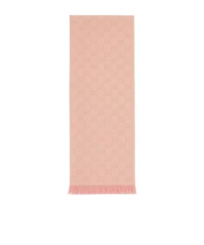 Gucci Embroidered Wool Scarf In Pink