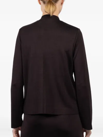 La Galpa Mandarin-collar Crystal-button Top In Brown