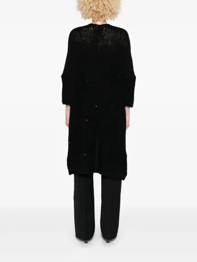 120% Lino Sequin-embellished Cardigan In Black