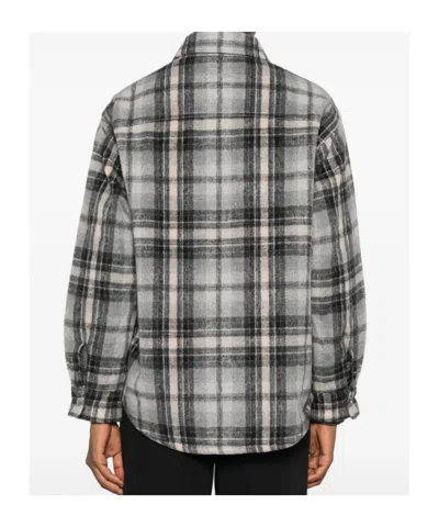 Dunst Gray Quilted Check Flannel Overshirt In Gray