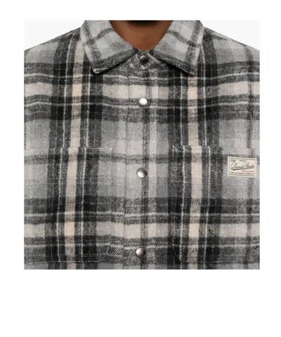 Dunst Gray Quilted Check Flannel Overshirt In Gray