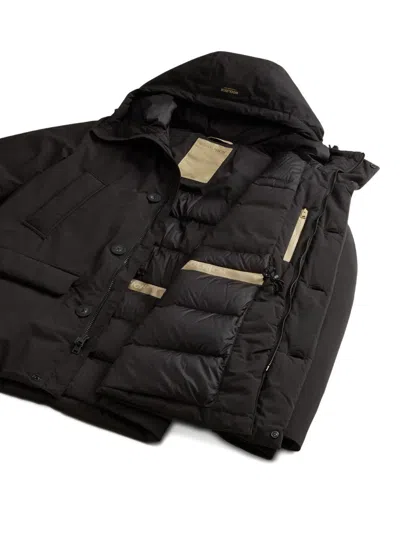 Woolrich Hooded Button-fastening Jacket In Black
