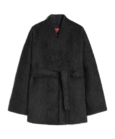 Max Mara Wool And Alpaca Cardigan Jacket In Gray