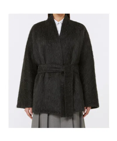 Max Mara Wool And Alpaca Cardigan Jacket In Gray