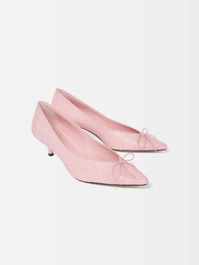 Jacquemus Tourni B Snake-effect Leather Pumps In Pink