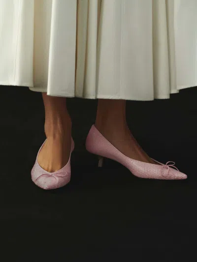 Jacquemus Tourni B Snake-effect Leather Pumps In Pink