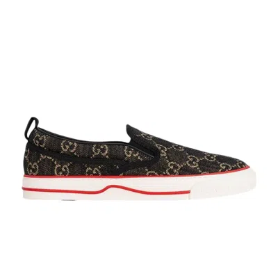 Pre-owned Gucci Tennis 1977 Slip-on 'gg Black Denim' | Men's Size 12
