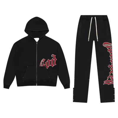 Pre-owned Godspeed Og Logo Sweatsuit V3 'black Red' | Multi-color | Men's Size Xs