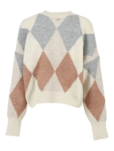 Barbour Diamond-pattern Wool-blend Cardigan In Multi