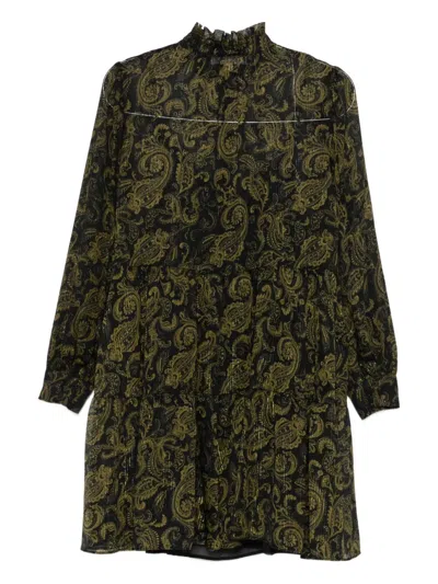 Michael Kors Paisley Pattern Long-sleeved Dress With Ruffle Accents In Multi