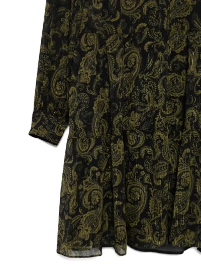 Michael Kors Paisley Pattern Long-sleeved Dress With Ruffle Accents In Multi
