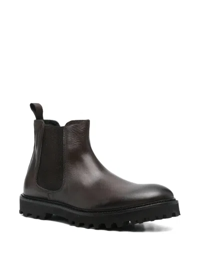 Fratelli Rennella Elastic-panel Leather Boots In Brown