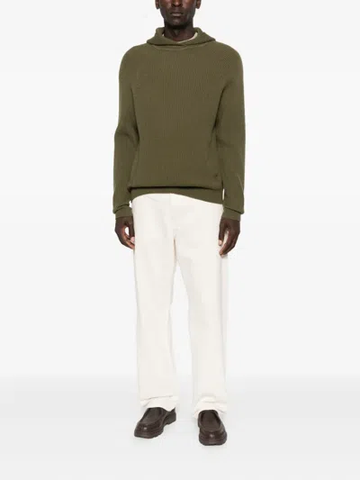 罗纹针织连帽毛衣