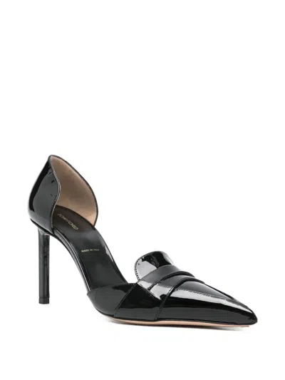 Tom Ford Womens Black Eva D'orsay 105 Patent-leather Heeled Pumps Eur 40 / 7 Uk In Black