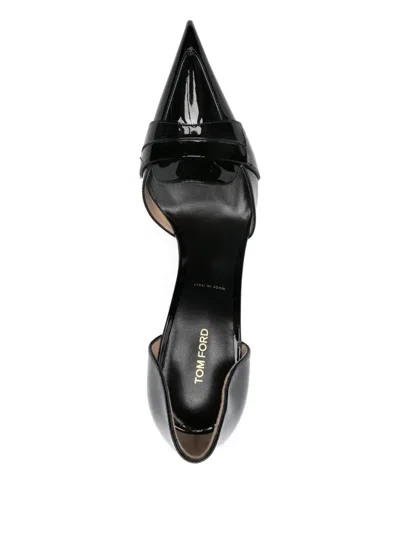 Tom Ford Womens Black Eva D'orsay 105 Patent-leather Heeled Pumps Eur 40 / 7 Uk In Black