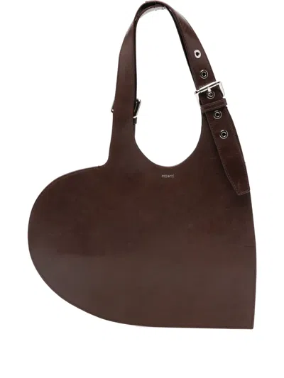 Coperni Heart Shaped Tote Bag With Adjustable Strap In Brown