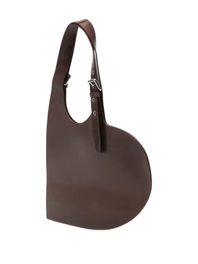 Coperni Heart Shaped Tote Bag With Adjustable Strap In Brown