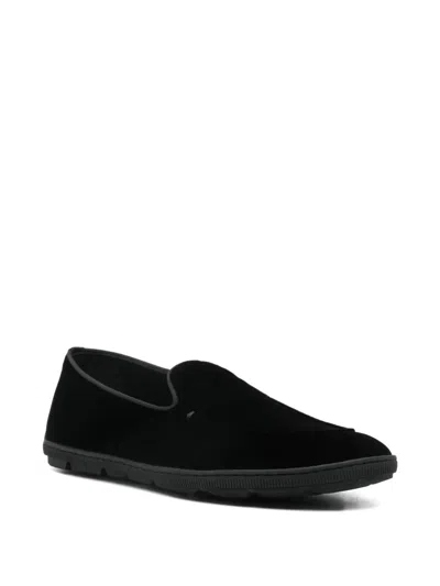 Giorgio Armani Velvet Slip-on Sneakers In Black