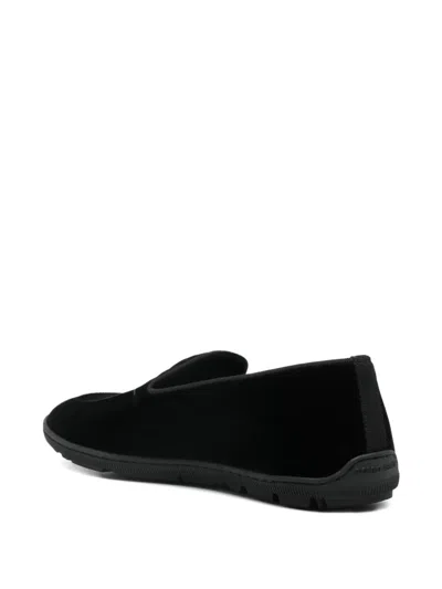 Giorgio Armani Velvet Slip-on Sneakers In Black