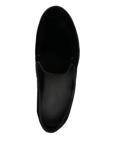 Giorgio Armani Velvet Slip-on Sneakers In Black