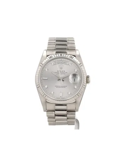 Pre-owned Rolex 1991 Day-date 36mm In Silver