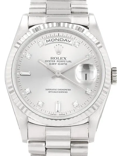 Pre-owned Rolex 1991 Day-date 36mm In Silver