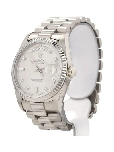 Pre-owned Rolex 1991 Day-date 36mm In Silver