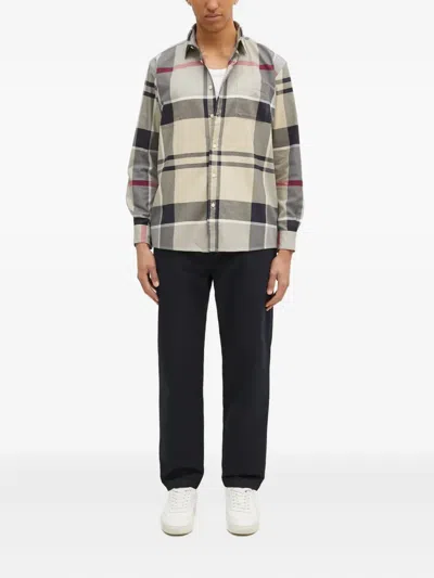 Barbour Checked Cotton Shirt In White