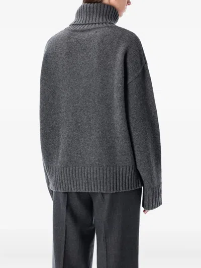 Rhea Heavy Grey Wool Turtleneck Sweater In Multi