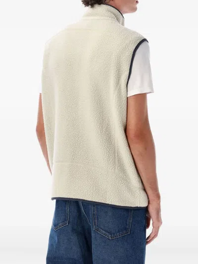 Patagonia Textured Fleece Vest With High Collar In White