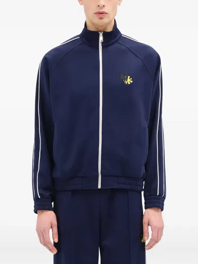 Msgm Embroidered Track Jacket In Blue