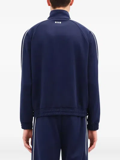 Msgm Embroidered Track Jacket In Blue