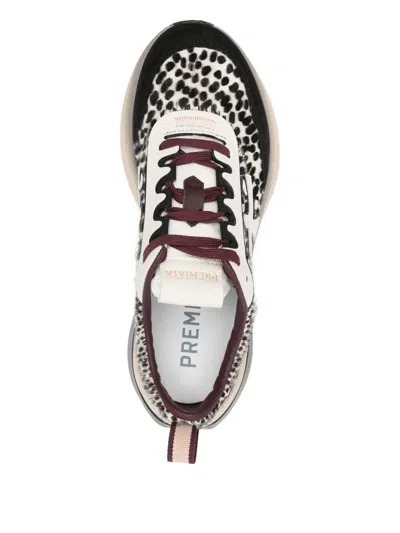 Premiata Hill Sneakers In Black And White Pony Hair With Black Suede And White Leather Inserts In Multi