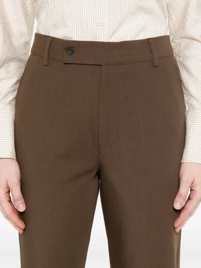 Yerse Brown Wool Blend Saigon Trousers  In Brown