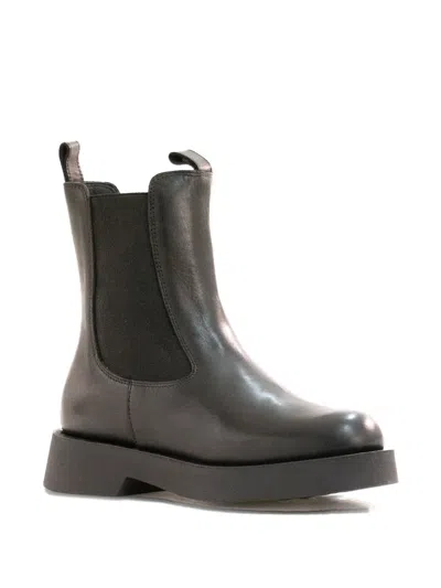 Poeve Elastic-panel Platform Boots In Black