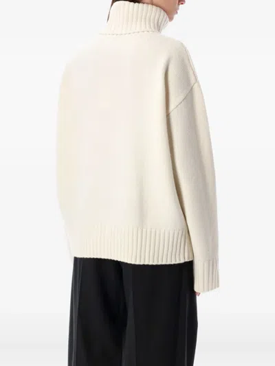 Rhea Heavy Off White Wool Turtleneck Sweater In Neutral