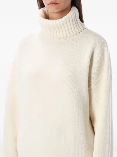 Rhea Heavy Off White Wool Turtleneck Sweater In Neutral