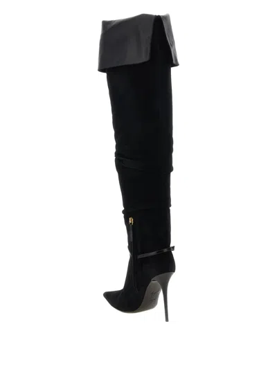 Giuseppe Zanotti Secret High Boot 105 High Heels Boots In Black Suede And Leather In Black