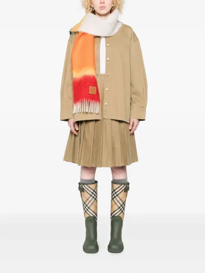 7 For All Mankind Pleated Mini Skirt Twill Sand Storm In Brown