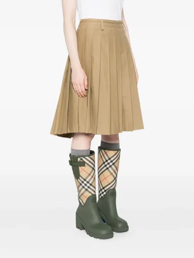 7 For All Mankind Pleated Mini Skirt Twill Sand Storm In Brown