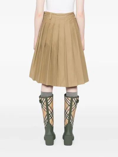 7 For All Mankind Pleated Mini Skirt Twill Sand Storm In Brown