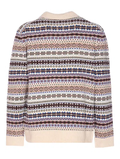 Nn07 Robbie Fair Isle Wool-blend Polo Sweater In Multi