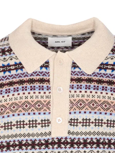 Nn07 Robbie Fair Isle Wool-blend Polo Sweater In Multi