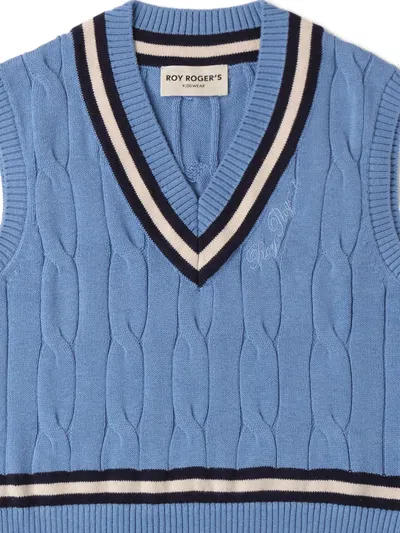 V领粗绞花针织马甲