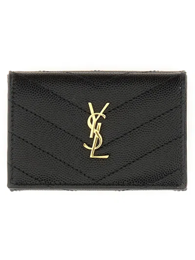Saint Laurent Cassandre Matelassé Wallet In Black